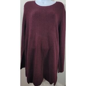 Lane Bryant Burgundy Metallic Ribbed Knit Sweater 18 20 Lightweight Soft Stretch